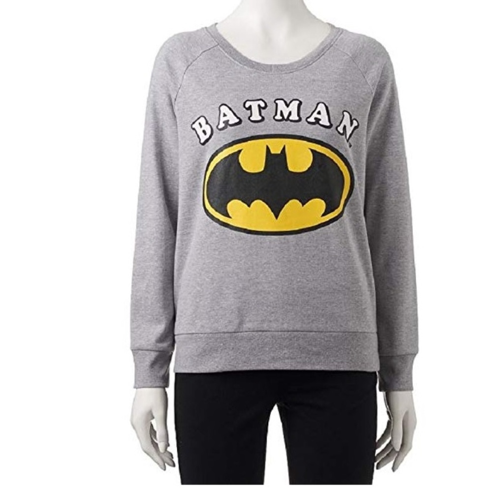 Juniors Womens DC Comics Batman Logo Sweatshirt  Size Large 11/13 scoop neck NWT